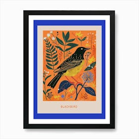 Spring Birds Poster Blackbird 2 Art Print