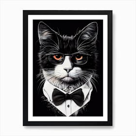 Tuxedo Cat animal Art Print