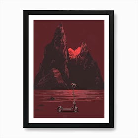 Scooter In Front Of Mountains Art Print