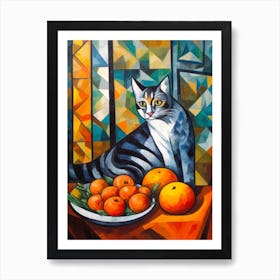 Bouvardia With A Cat 4 Cubism Picasso Style Art Print