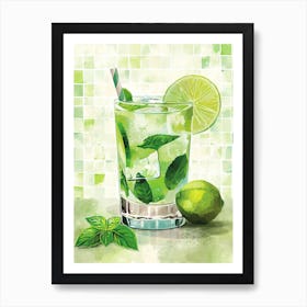 Mojito Watercolour Inspired 4 Art Print