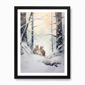 Winter Watercolour Chipmunk 6 Art Print