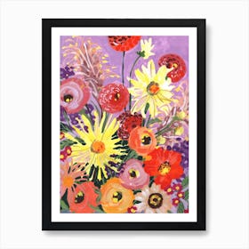 Sunny Aster And Anemones Art Print