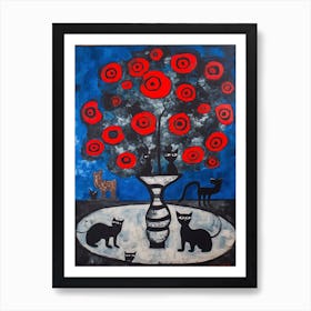 Carnation With A Cat 2 Surreal Joan Miro Style  Art Print