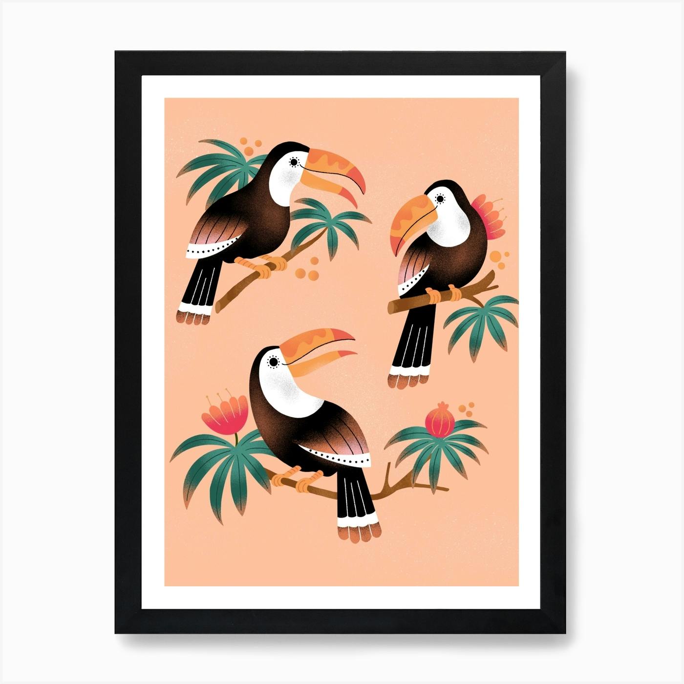 Gossiping　by　Jess　Miller　Draws　Toucan　Trio　Print　Art　Fy