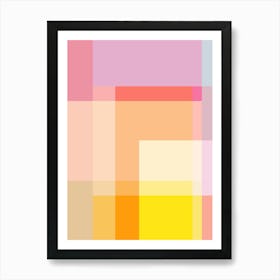 Modern Geometric Abstraction in Pastel Lavender Peach and Yellow Art Print