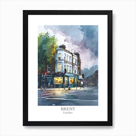 Brent London Borough   Street Watercolour 4 Poster Art Print