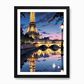 Eiffel Tower At Dusk 2 Art Print