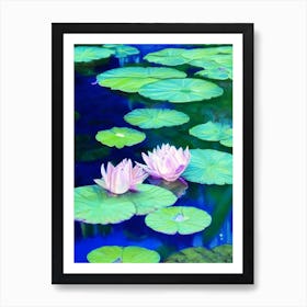 Water Lilies Waterscape Crayon 1 Art Print