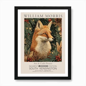 William Morris Prints Fox Portrait Christmas Gift Winter Vintage Art Print