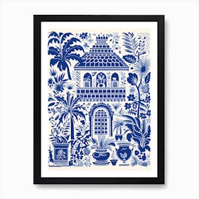 Blue And White Garden 1 Art Print