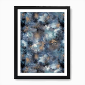 Smoky Marble Watercolor Dark Art Print