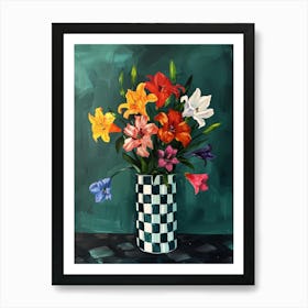 Checkered Lilies Art Print