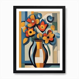 Flowers In Vase Cubism Art Print