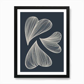 Line Art Heart Leaves Art Print