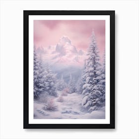 Dreamy Winter Painting Grand Teton National Park United States 3 Art Print