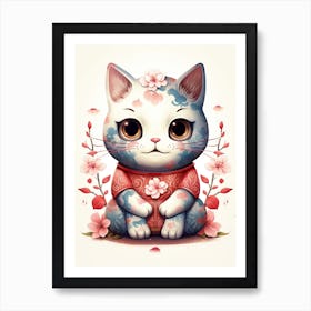 Kawaii Cat Drawings 4 Art Print