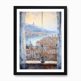 Winter Cityscape Lake Como Italy 2 Art Print