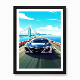 A Acura Nsx In Causeway Coastal Route Illustration 2 Art Print