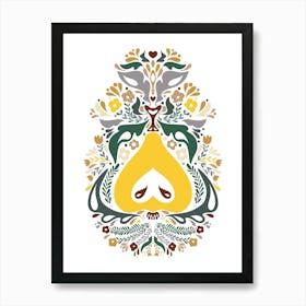 Pear Folk Art Print 3 Póster