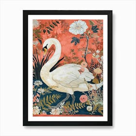 Floral Animal Painting Swan 1 Art Print