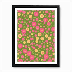 Cypress 2 Repeat Retro Flower Art Print