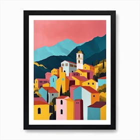 Sicilian Strolls: Homes Along the Streets of Taormina, Italy Art Print