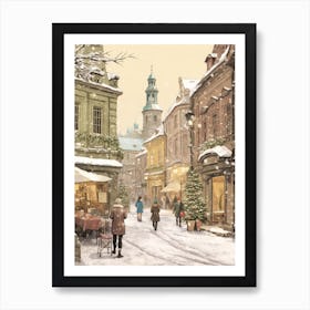 Vintage Winter Illustration Krakow Poland 1 Art Print