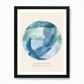 Affirmations As Resilient As Bamboo, Bending But Never Sways Blue Abstract Art Print