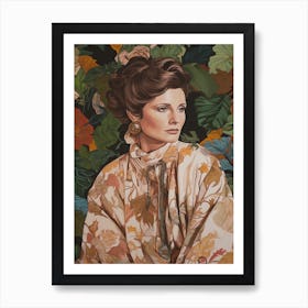 Floral Handpainted Portrait Of Princess Leia Carrie Fisher2 Art Print