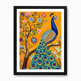 Kitsch Colourful Peacock 2 Art Print