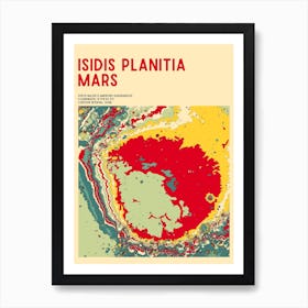 Isidis Planitia Mars (Perseverance Landing Site) Topographic Contour Map Art Print