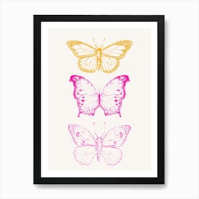 Butterflies On A White Background 1 Art Print