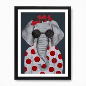Vintage Elephant Woman Art Print