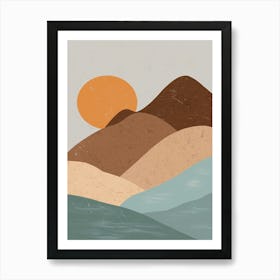 Boho Art Sunset Mountains Sunrise Sun Landscape Nature Photo Art Art Print