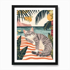 American Shorthair Cat Storybook Illustration 4 Affiche