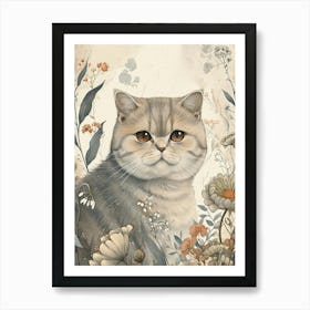 British Shorthair Japanese Illustration 1 Art Print