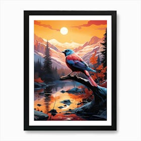 Bird Perched On A Branch Art Print