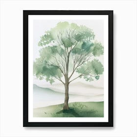 Acacia Tree Atmospheric Watercolour Painting 1 Art Print