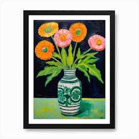 Flowers In A Vase Still Life Painting Everlasting Flower 1 Art Print