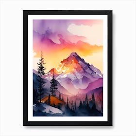 The Rocky Mountains Watercolour 3 Art Print