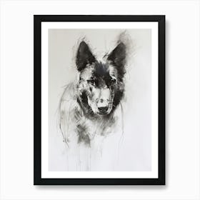 Australian Cattle Dog Charcoal Line 1 Art Print