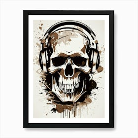 Skull With Headphones 114 Art Print