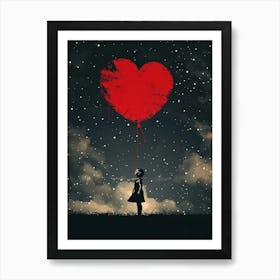 Girl Holding A Heart Art Print