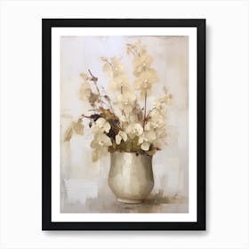 Sweet Pea, Autumn Fall Flowers Sitting In A White Vase, Farmhouse Style 1 Art Print