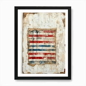 A Watercolor Painting Captured With Meticulous Detail Of A Solitary Grimy Canvas Boasting Retro St (2) Art Print