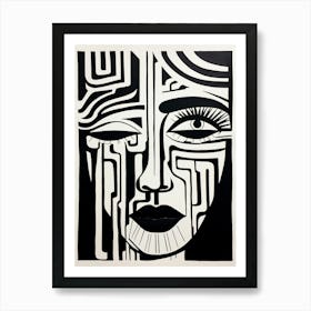 One Eye Open Line Face Art Print