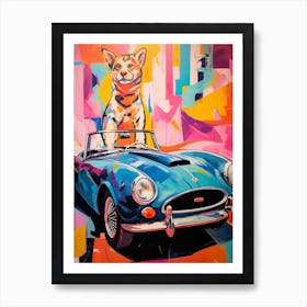 Shelby Cobra Vintage Car With A Cat, Matisse Style Painting Art Print