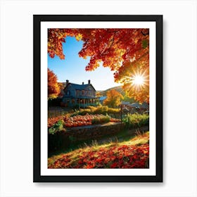 Autumnal Landscape Enhanced Saturation Leaves In Mid Fall Bright Sun Casting Dynamic Shadows Gli (1) Art Print