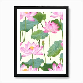 Lotus Flower Seamless Pattern 2 Art Print